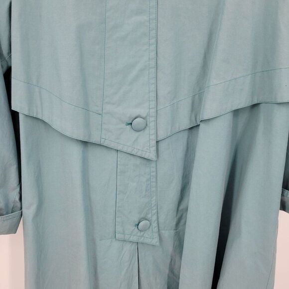 Vtg Bernardo Womens Robins Egg Blue Trench Coat Sz M Button Front City Chic - Picture 11 of 13